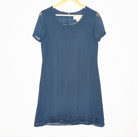 Beaded Blue Dress - Picture 1 of 10